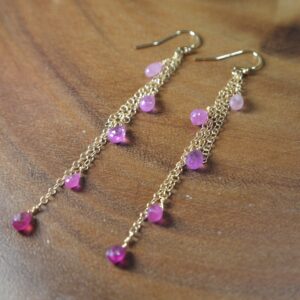 Pink Sapphire Earrings In 14k Gold Fill // September Birthstone // 5th, 45th Anniversary // Long Sapphire Earrings // Gemstone Earrings Pink Sapphire Earrings In 14k Gold Fill // September Birthstone // 5th, 45th Anniversary // Long Sapphire Earrings // Gemstone Earrings