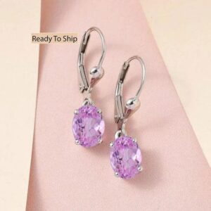 Pink Sapphire Leverback Earrings: Sterling Silver & 14k Gold earring, Bridal Jewelry Pink Sapphire Leverback Earrings: Sterling Silver & 14k Gold earring, Bridal Jewelry
