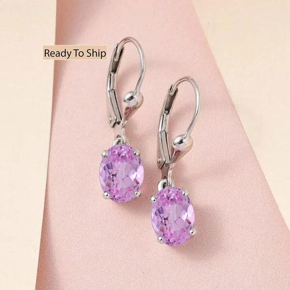 Pink Sapphire Leverback Earrings: Sterling Silver & 14k Gold Earring, Bridal Jewelry Pink Sapphire Leverback Earrings: Sterling Silver & 14k Gold Earring, Bridal Jewelry
