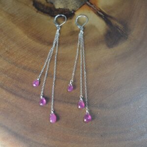 Long Pink Sapphire Earrings // Chain Drop Earrings // Duster, Shoulder Length Earrings // Sterling Silver, Gold Fill // September Birthstone Long Pink Sapphire Earrings // Chain Drop Earrings // Duster, Shoulder Length Earrings // Sterling Silver, Gold Fill // September Birthstone
