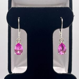 Pear Cut Pink Sapphire Sterling Silver Leverback Earrings Pear Cut Pink Sapphire Sterling Silver Leverback Earrings