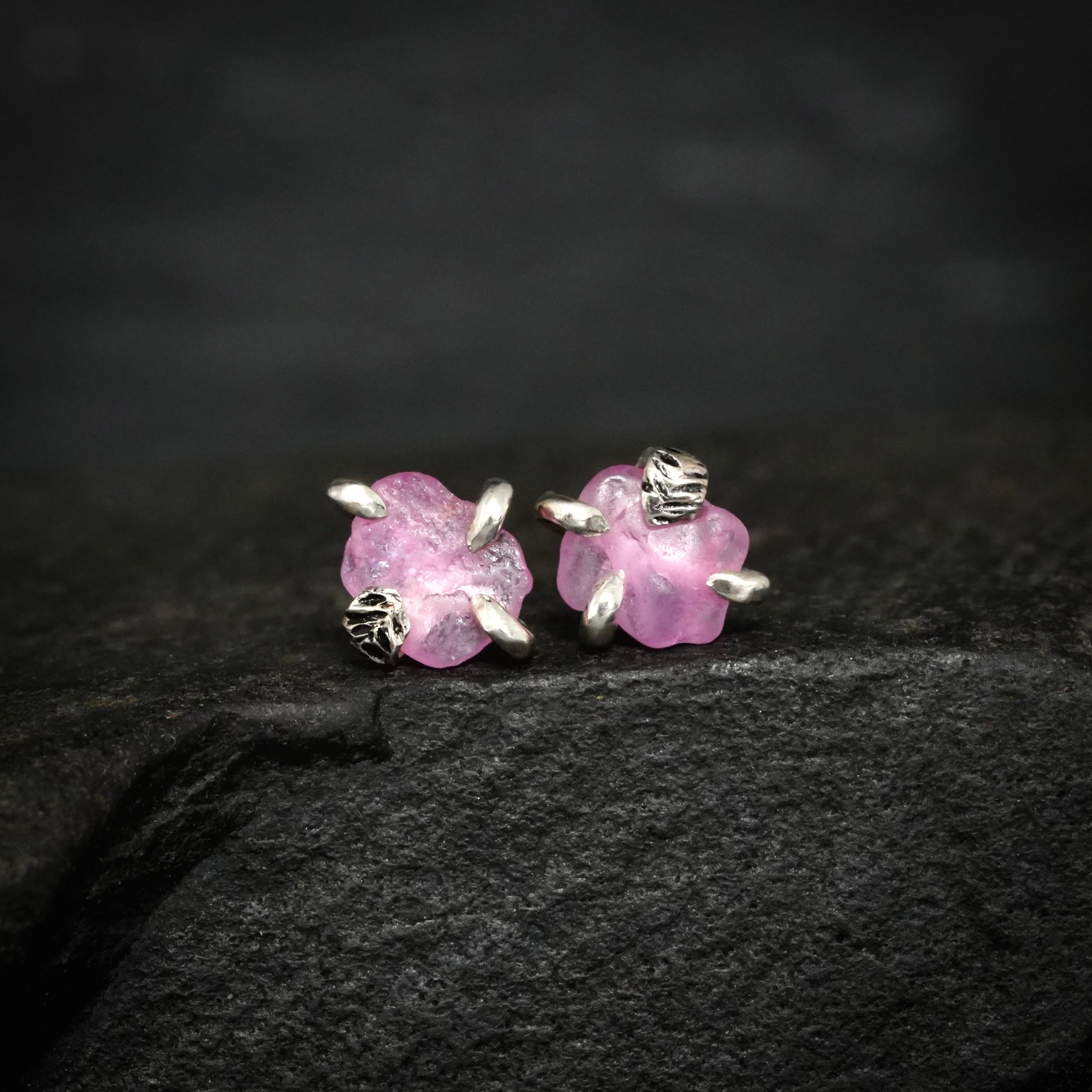 Raw Bright Pink Sapphire Stud Earrings. Pink Sapphire Studs. Pink Sapphire Stud Earrings. Raw Sapphire Earrings. Unique Pink Bridal Earrings Raw Bright Pink Sapphire Stud Earrings. Pink Sapphire Studs. Pink Sapphire Stud Earrings. Raw Sapphire Earrings. Unique Pink Bridal Earrings