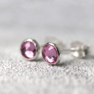 Pink Sapphire Sterling Silver Stud Earrings: September Birthstone Pink Sapphire Sterling Silver Stud Earrings: September Birthstone