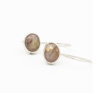 Pink Sapphire Earrings Sterling Silver Rose-cut Drops Pink Sapphire Earrings Sterling Silver Rose-cut Drops