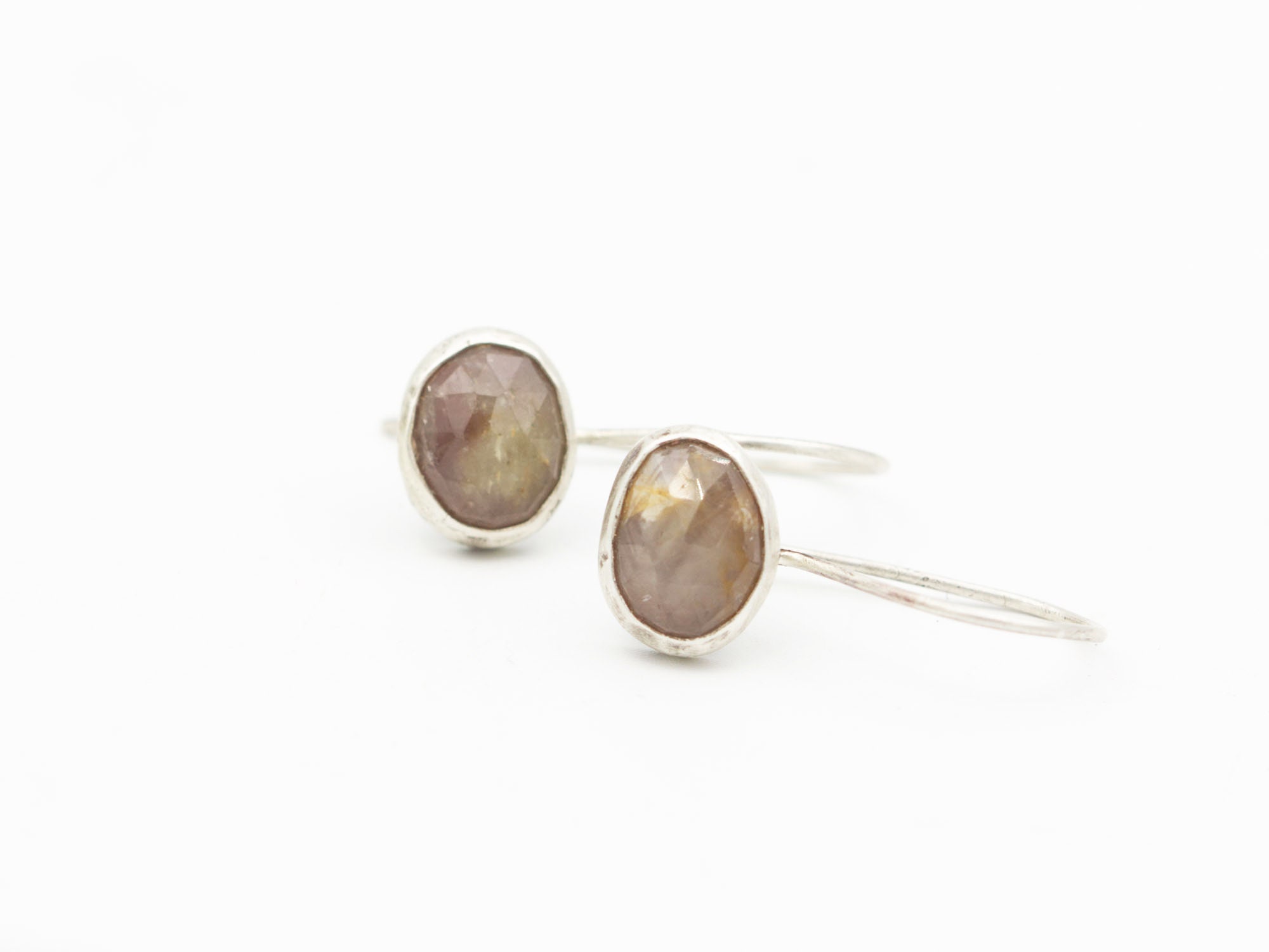 Pink Sapphire Earrings Sterling Silver Rose-cut Drops Pink Sapphire Earrings Sterling Silver Rose-cut Drops