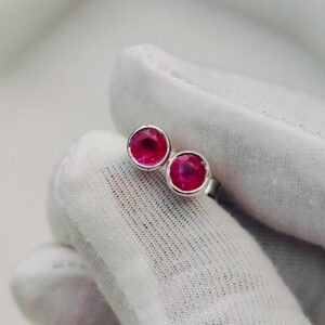 Pink Sapphire Stud Earrings, 925 Sterling Silver Stud Earrings, Round Cut Pink Sapphire Stud Earrings Hand Made Stud Lab Grown Pink Sapphire Pink Sapphire Stud Earrings, 925 Sterling Silver Stud Earrings, Round Cut Pink Sapphire Stud Earrings Hand Made Stud Lab Grown Pink Sapphire