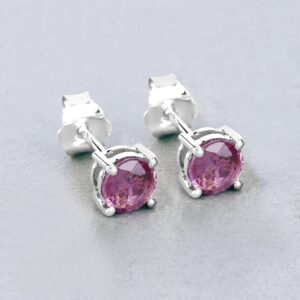 Sapphire Studs, Genuine Pink Sapphire 10k White Gold Studs, Pink Gemstone Earrings, September Birthstone, Anniversary Gift For Her Sapphire Studs, Genuine Pink Sapphire 10k White Gold Studs, Pink Gemstone Earrings, September Birthstone, Anniversary Gift For Her