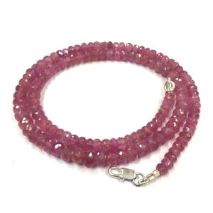 100% Natural Pink Sapphire Faceted Beads Rondelle Shape 6-7mm  Sapphire Gemstone Beads 18" Strand Rare Sapphire Beads