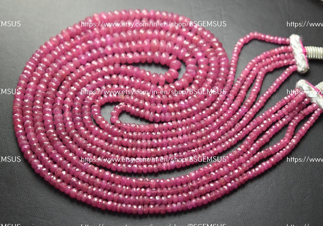 14 Inches Strand,natural Pink Sapphire Faceted Rondelles,size 3-4.5mm Approx 1100