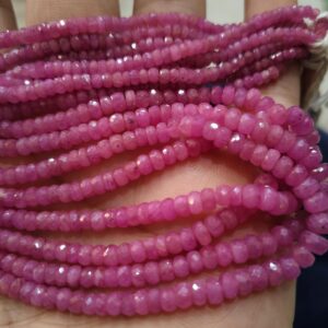 16 Inches Strand,Natural Pink Sapphire Faceted Rondelles Beads, Size 3-5mm Approx