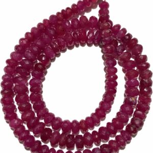 Pink Sapphire 4-5mm Faceted Rondelle Beads Natural Dark Pink Sapphire Gemstone Beads 18” Pink Sapphire Faceted Beads Pink Sapphire Rondelles