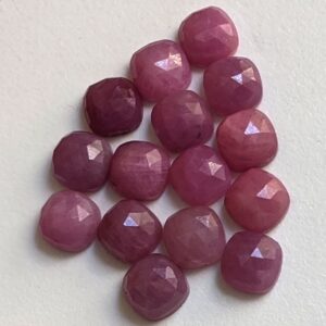 8mm Pink Sapphire Faceted Cushion Shape Cabochon, Natural Pink Sapphire Flat Back Cushion Stone For Jewelry (5pcs To 10 Pcs Option) - Pdg302