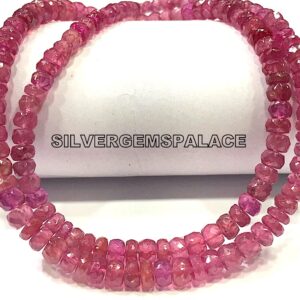 AAA+ Natural Pink Sapphire Faceted Rondelle Beads Pink Sapphire Gemstone Beads Real Sapphire String Faceted Sapphire Rondelle Beads Strand.