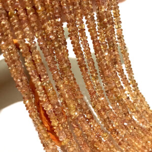 AAA+ Peach Padparadscha Sapphire Beads Peach Pink Sapphire Faceted Rondelle Beads 3-3.5MM Natural Sapphire 16” Beads Sapphire Gemstone Beads