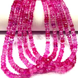 AAA++ QUALITY~~Pink Sapphire Faceted Rondelle Beads Stunning Pink Sapphire Gemstone Beads Pink Sapphire Beads Strand Jewelry Making Beads.