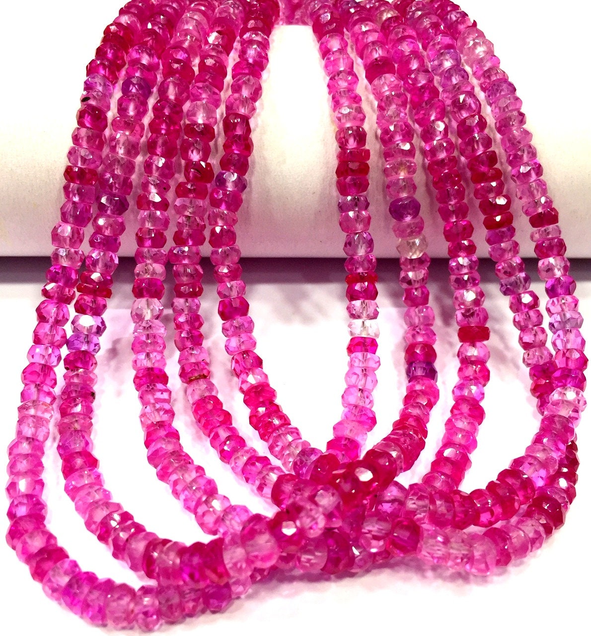 Aaa++ Quality~~pink Sapphire Faceted Rondelle Beads Stunning Pink Sapphire Gemstone Beads Pink Sapphire Beads Strand Jewelry Making Beads.