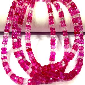 AAA++ QUALITY~Rare Pink Sapphire Faceted Rondelle Beads Multi Pink Sapphire Strand Pink Sapphire Gemstone Beads Jewelry Making Beads.