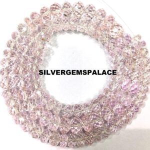 AAA+ Pink Sapphire Faceted Rondelle Beads Light Pink Rondelle Beads Pink Sapphire Chain Sapphire String Luster Sapphire Jewelry Making Beads