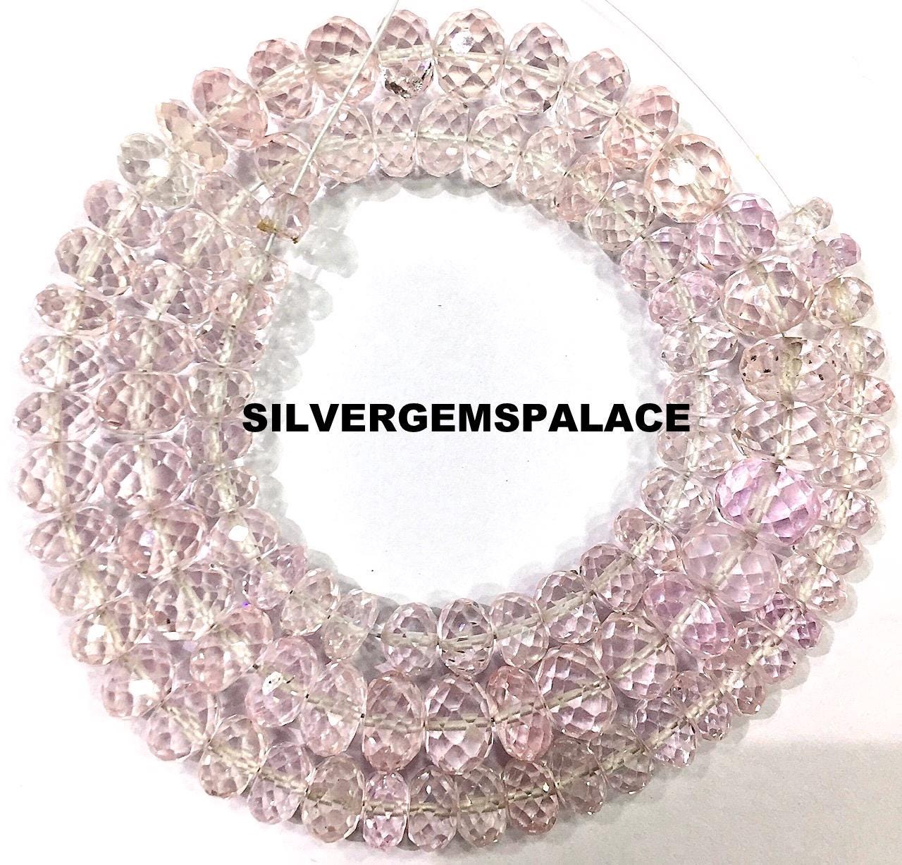 Aaa+ Pink Sapphire Faceted Rondelle Beads Light Pink Rondelle Beads Pink Sapphire Chain Sapphire String Luster Sapphire Jewelry Making Beads