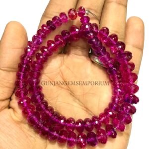 AAAA+ QUALITY~~Pink Rubellite Sapphire Faceted Rondelle Beads RARE Pink Sapphire Beads Beautiful Faceted Sapphire Rondelle Sapphire Gemstone