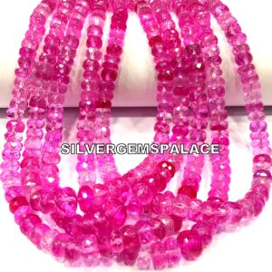 AAAA++ QUALITY~Pink Sapphire Faceted Rondelle Beads Stunning Pink Sapphire Gemstone Beads 5-6.MM Pink Sapphire Strand Jewelry Making Beads.