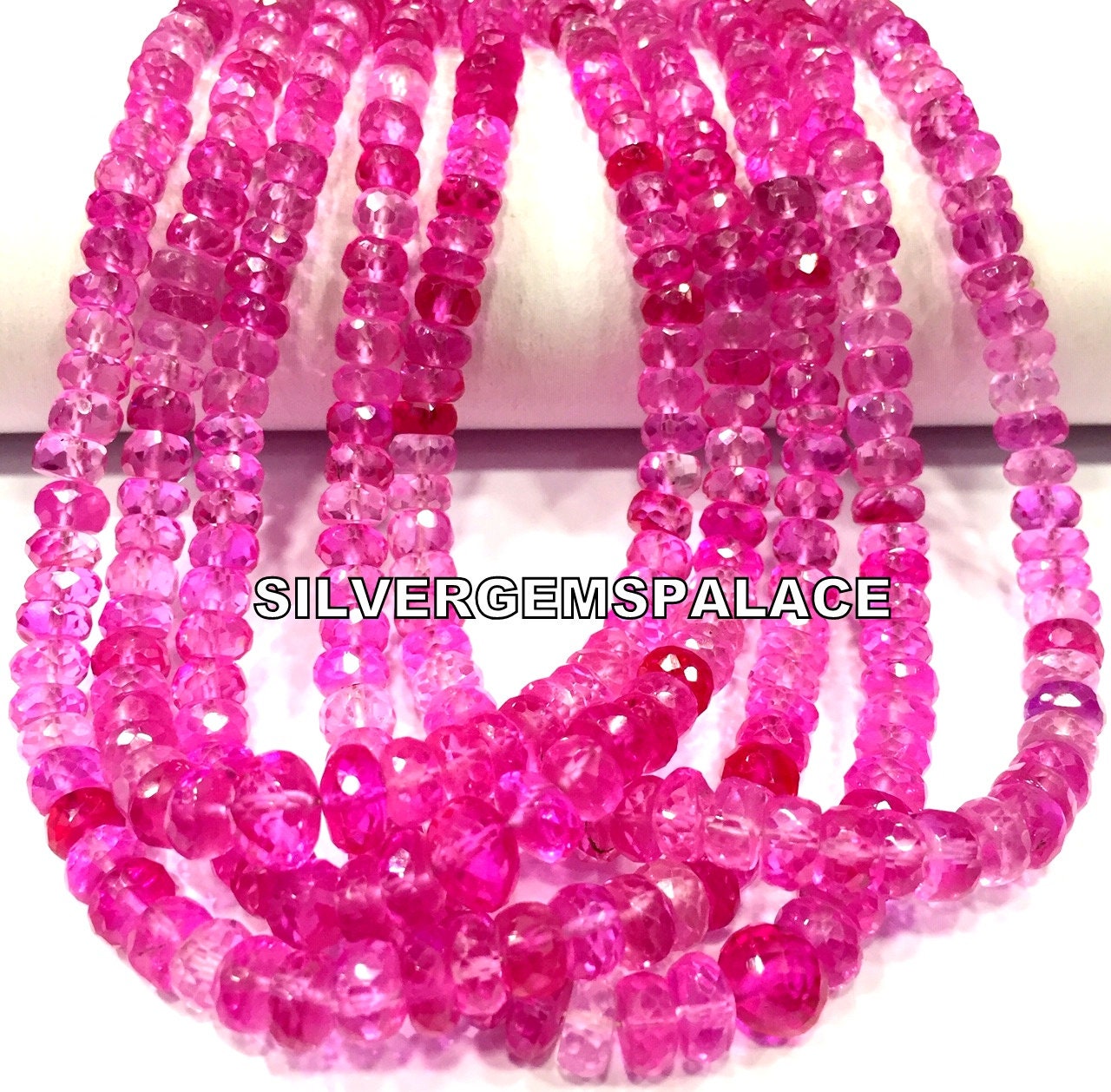 Aaaa++ Quality~pink Sapphire Faceted Rondelle Beads Stunning Pink Sapphire Gemstone Beads 5-6.mm Pink Sapphire Strand Jewelry Making Beads.