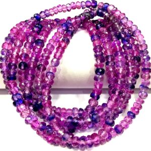 AAAA+ QUALITY~Rare Pink Sapphire Faceted Rondelle Beads 5.MM Sapphire Beads Pink Sapphire Gemstone Beads Wholesale Lot 3 Strands.