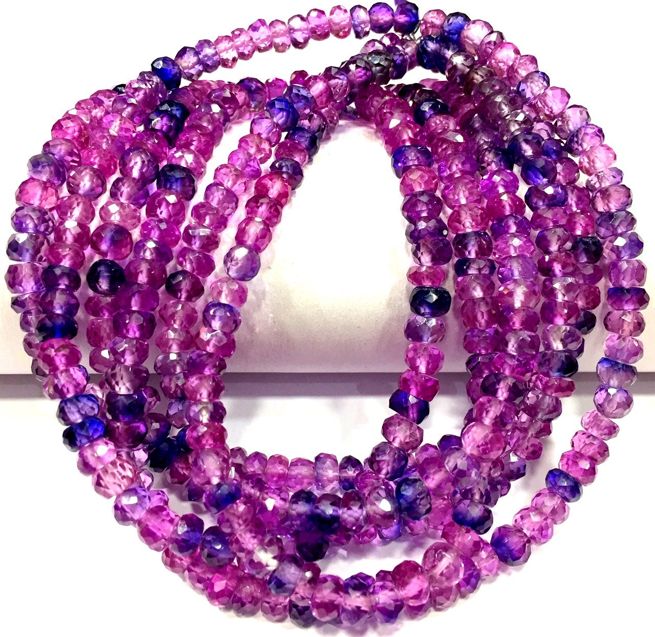 Aaaa+ Quality~rare Pink Sapphire Faceted Rondelle Beads 5.mm Sapphire Beads Pink Sapphire Gemstone Beads Wholesale Lot 3 Strands.