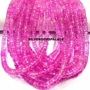 AAAA++ QUALITY~~Rare Pink Sapphire Faceted Rondelle Beads Stunning Pink Sapphire Gemstone Beads Sapphire Beads Strand Wholesale Sapphire.