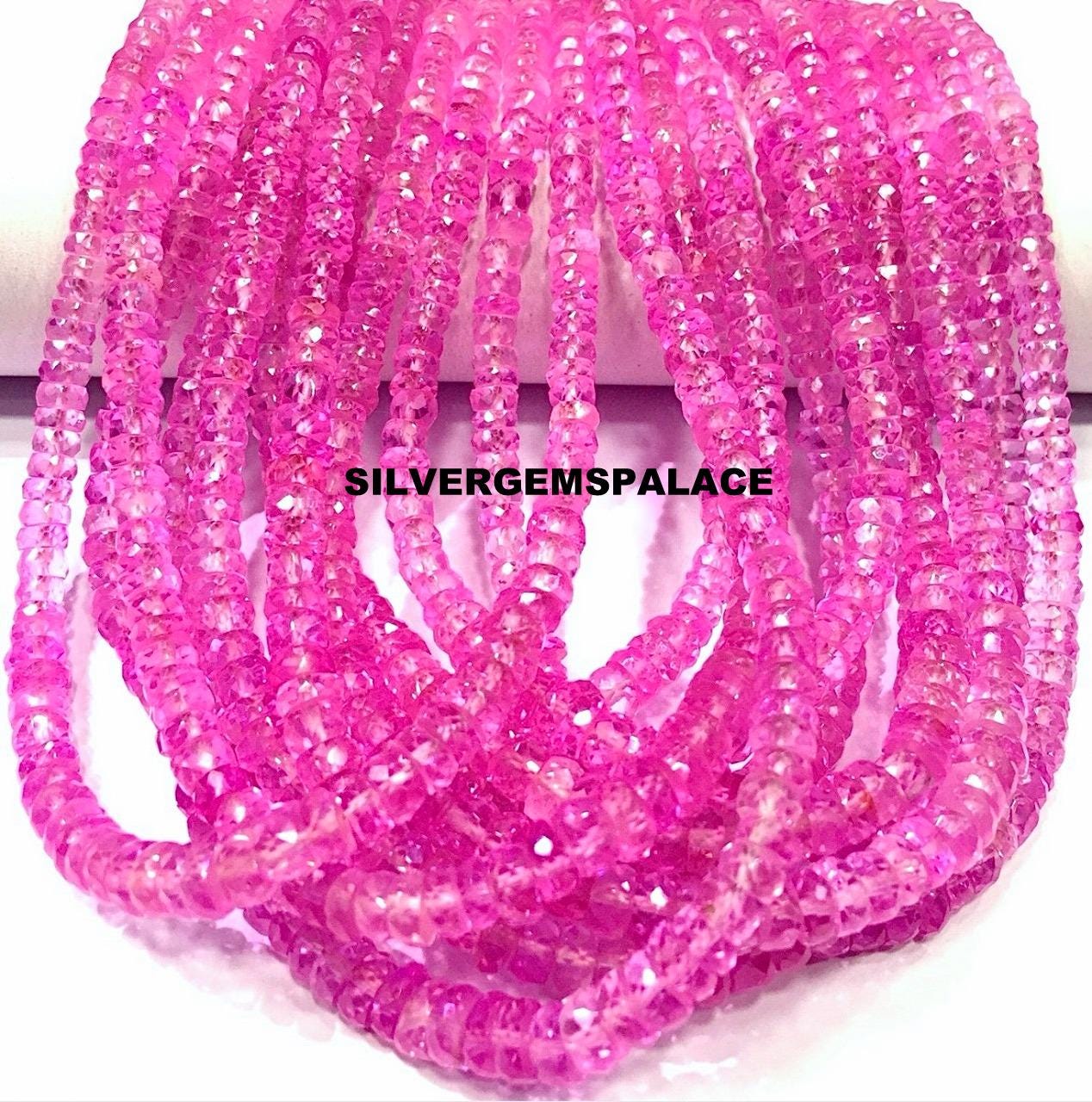 Aaaa++ Quality~~rare Pink Sapphire Faceted Rondelle Beads Stunning Pink Sapphire Gemstone Beads Sapphire Beads Strand Wholesale Sapphire. Aaaa++ Quality~~rare Pink Sapphire Faceted Rondelle Beads Stunning Pink Sapphire Gemstone Beads Sapphire Beads Strand Wholesale Sapphire.