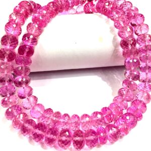AAAA++ QUALITY~~Stunning Pink Sapphire Rondelle Faceted Beads 7-12.MM Sapphire Gemstone Beads Truly Gorgeous Sapphire Strand Beads.