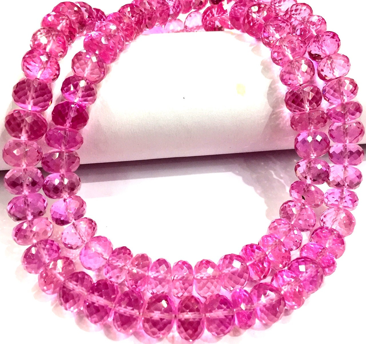 Aaaa++ Quality~~stunning Pink Sapphire Rondelle Faceted Beads 7-12.mm Sapphire Gemstone Beads Truly Gorgeous Sapphire Strand Beads.