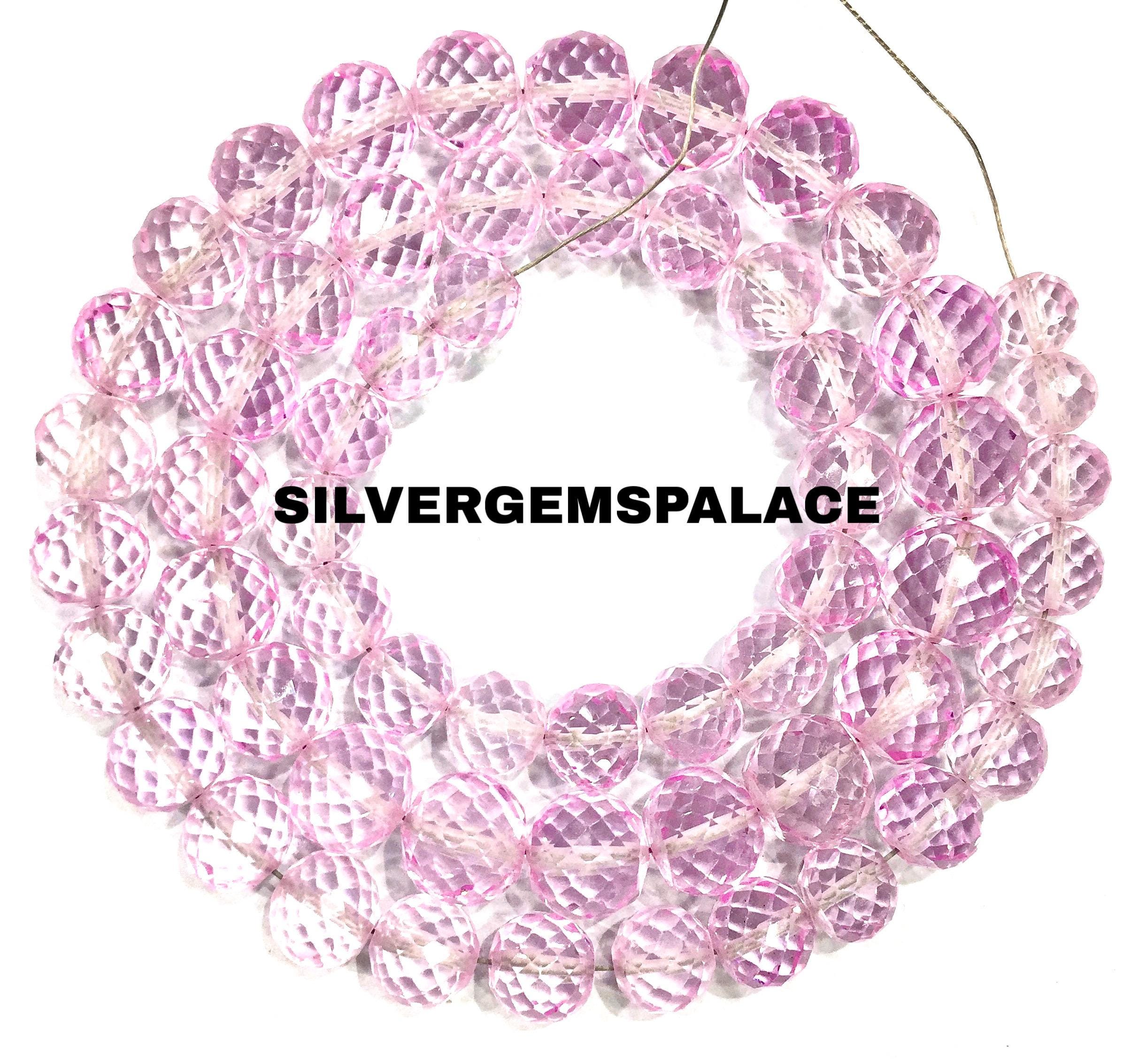 Aaaa+ Rare~pink Sapphire Faceted Round Ball Beads 7/10mm Faceted Sapphire Gemstone Beads Light Pink Sapphire Round Beads 18” Wholesale Price