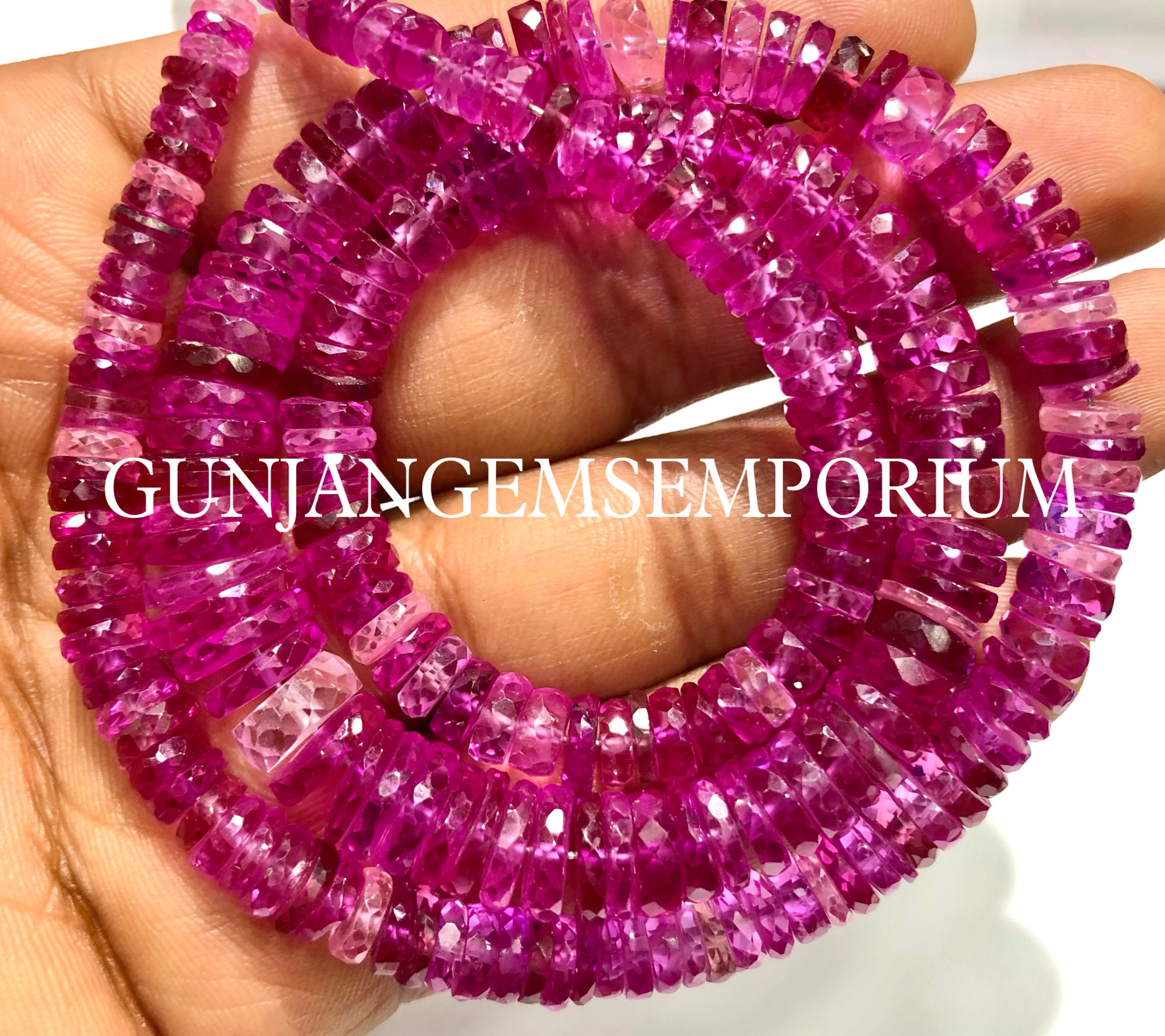 Aaaa++ Rare~~vibrant Pink Sapphire Tyre Sapphire Faceted Tyre Beads Sapphire Gemstone Beads Pink Sapphire Faceted Beads Pink Sapphire Beads