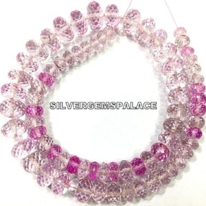 AAAA+ Pink Sapphire Faceted Rondelle Beads Graduated Sapphire Beads Strand Pink Sapphire Gemstone Beads Sparkle Sapphire Beads String.