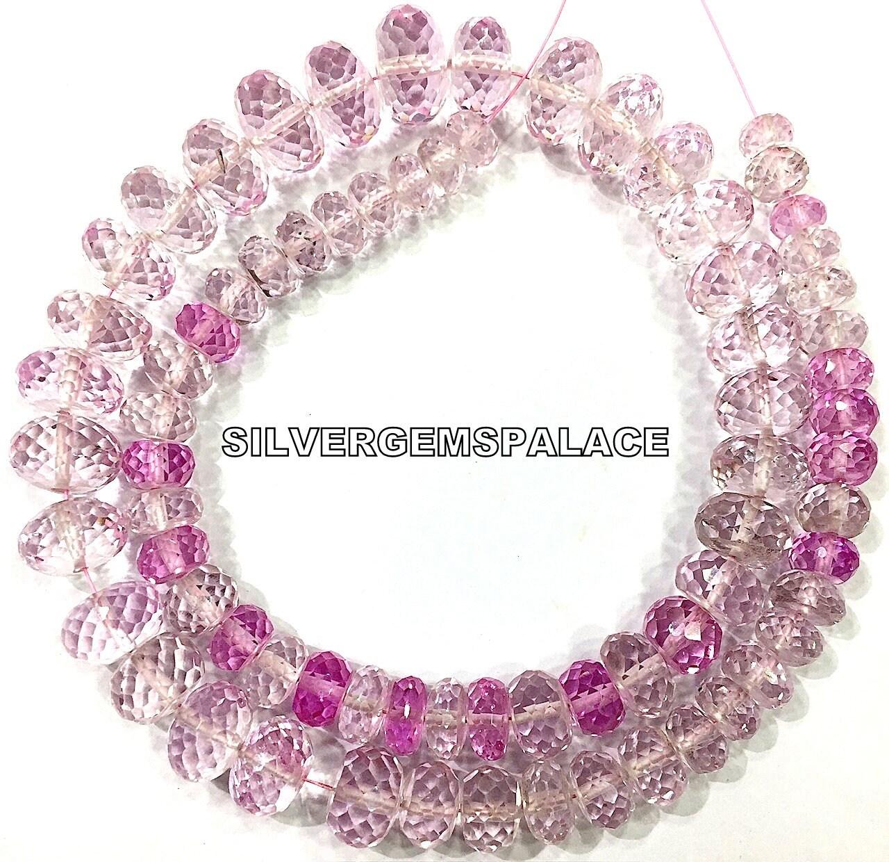 Aaaa+ Pink Sapphire Faceted Rondelle Beads Graduated Sapphire Beads Strand Pink Sapphire Gemstone Beads Sparkle Sapphire Beads String.