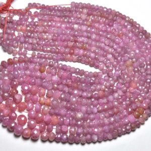 Beautiful Pink Sapphire Rondelle Bead Strand - 14 Inches - Natural Faceted Pink Sapphire Rondelle - Size Is 3.5 - 5.5 Mm #2033