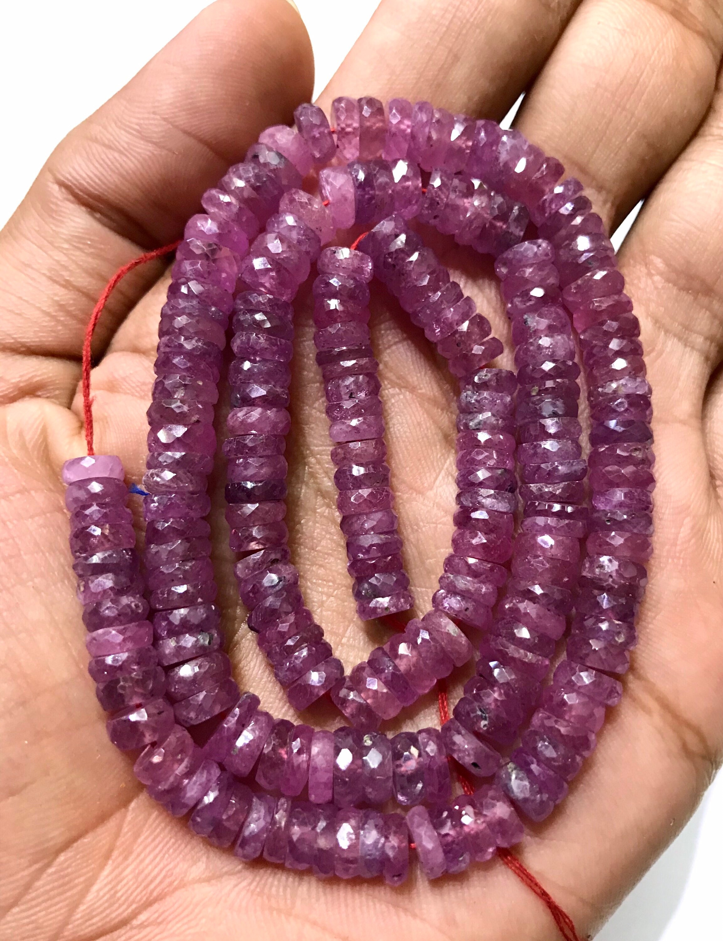 Excellent Pink Sapphire Faceted Gemstone Beads//18” Natural Prettiest Pink Sapphire Faceted Wheel Shape Stone Beads//genuine Pink Sapphire Excellent Pink Sapphire Faceted Gemstone Beads//18” Natural Prettiest Pink Sapphire Faceted Wheel Shape Stone Beads//genuine Pink Sapphire