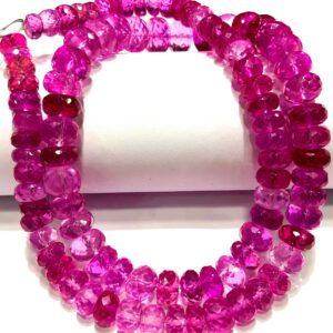 Exquisite AAA+ Pink Sapphire Faceted Rondelle Beads Pink Sapphire Gemstone Beads Top Quality Baby Pink Sapphire Faceted Beads Christmas Gift