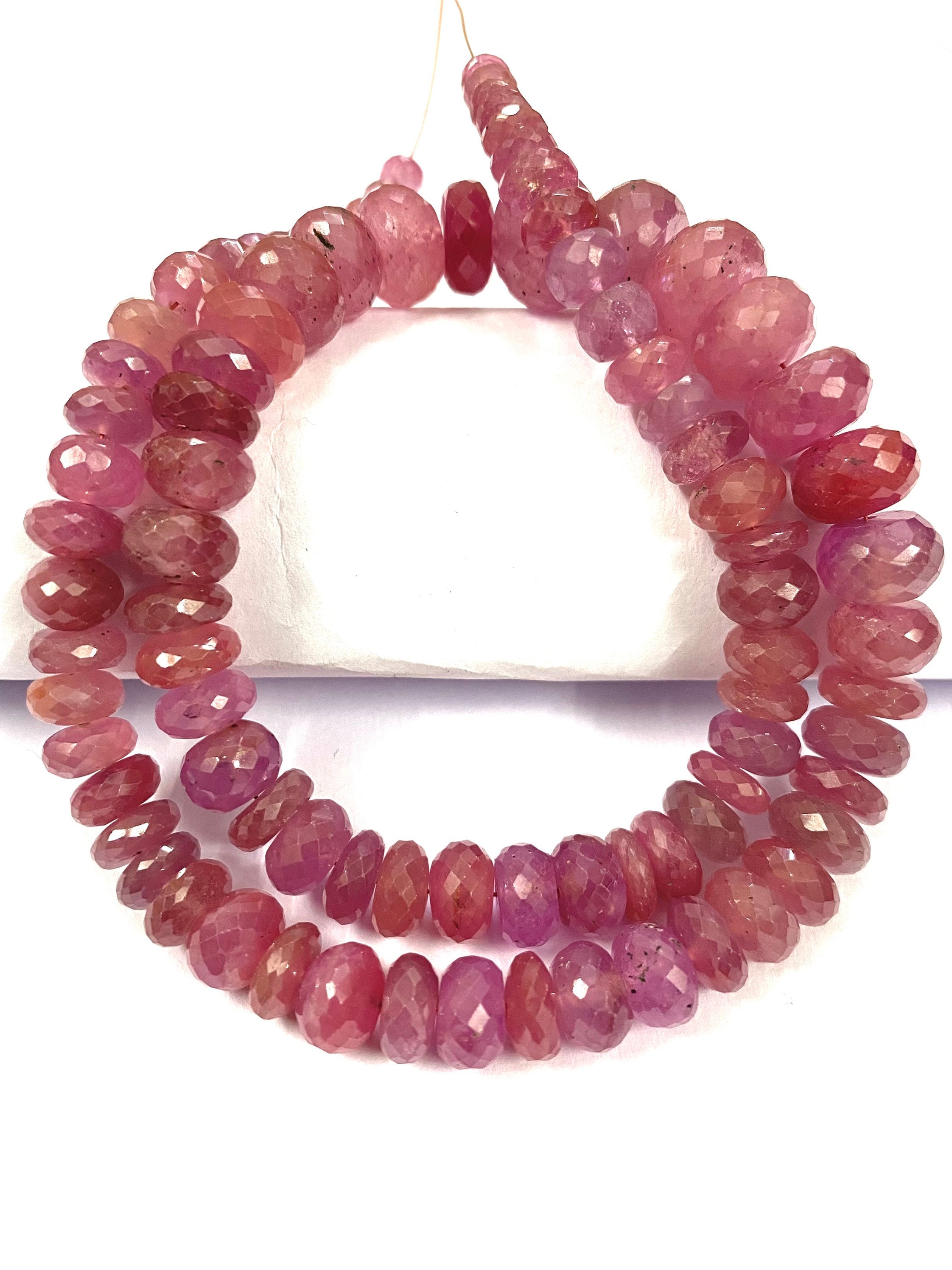 Extremely Beautiful~aaa++ Pink Sapphire Gemstone Beads Natural Pink Sapphire Faceted Rondelle Beads Pink Sapphire Rondelles Wholesale Beads