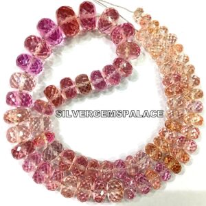Extremely Beautiful~AAAA+ Padparadscha Pink Sapphire Faceted Rondelle Beads Sparkling Sapphire Gemstone Beads Grapefruit Sapphire String.