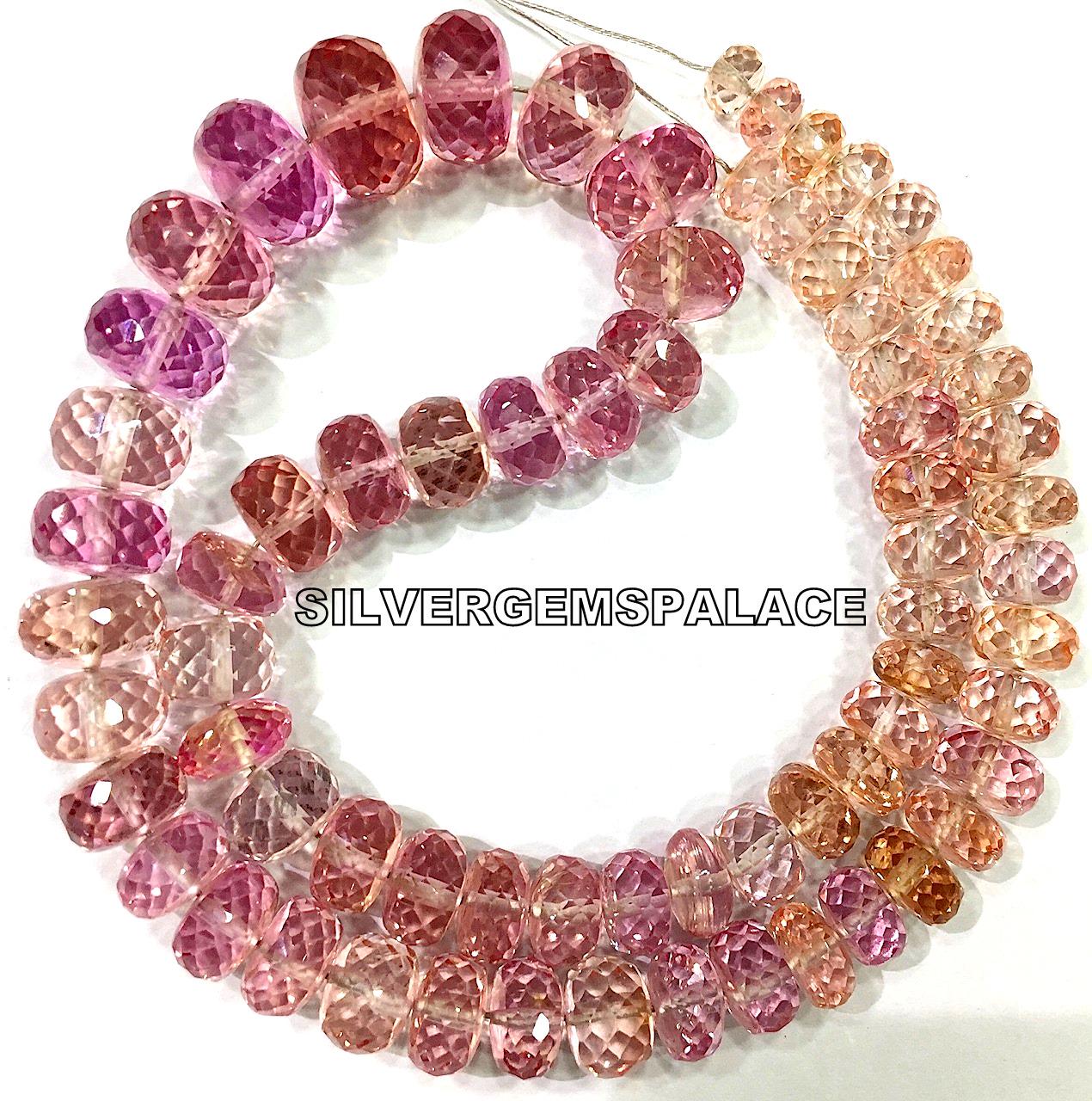 Extremely Beautiful~aaaa+ Padparadscha Pink Sapphire Faceted Rondelle Beads Sparkling Sapphire Gemstone Beads Grapefruit Sapphire String.
