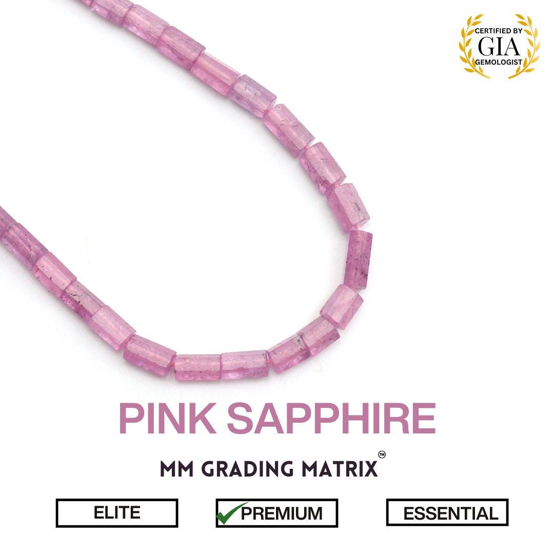 Pink Sapphire Gemstone Beads, 3.5x5.5 Mm To 4.5x9 Mm, Sapphire Faceted Cylinder Shape Beads, Natural Sapphire Beads For Jewelry Making