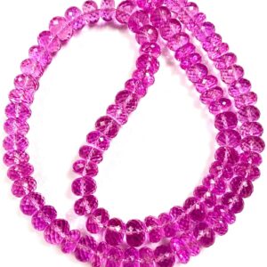 Gorgeous~AAA++ Top Quality Pink Sapphire Gemstone Beads Pink Sapphire Faceted Rondelle Beads 9-10mm Pink Sapphire Beads 21” Sapphire Jewelry