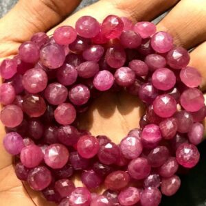 Most Beautifull~AAAA+ Pink Sapphire Gemstone Beads••Natural 8*9 MM Onion Shape Pink Sapphire Beads•• Faceted 18" Dark Pink Sapphire Strands