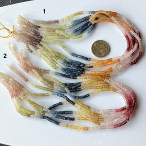 Multi Sapphire Faceted Tyre Rondelle Beads, 4.5mm Natural Blue Sapphire Yellow Sapphire Pink Sapphire Rondelle Beads, 16 Inch Strand, GDS687