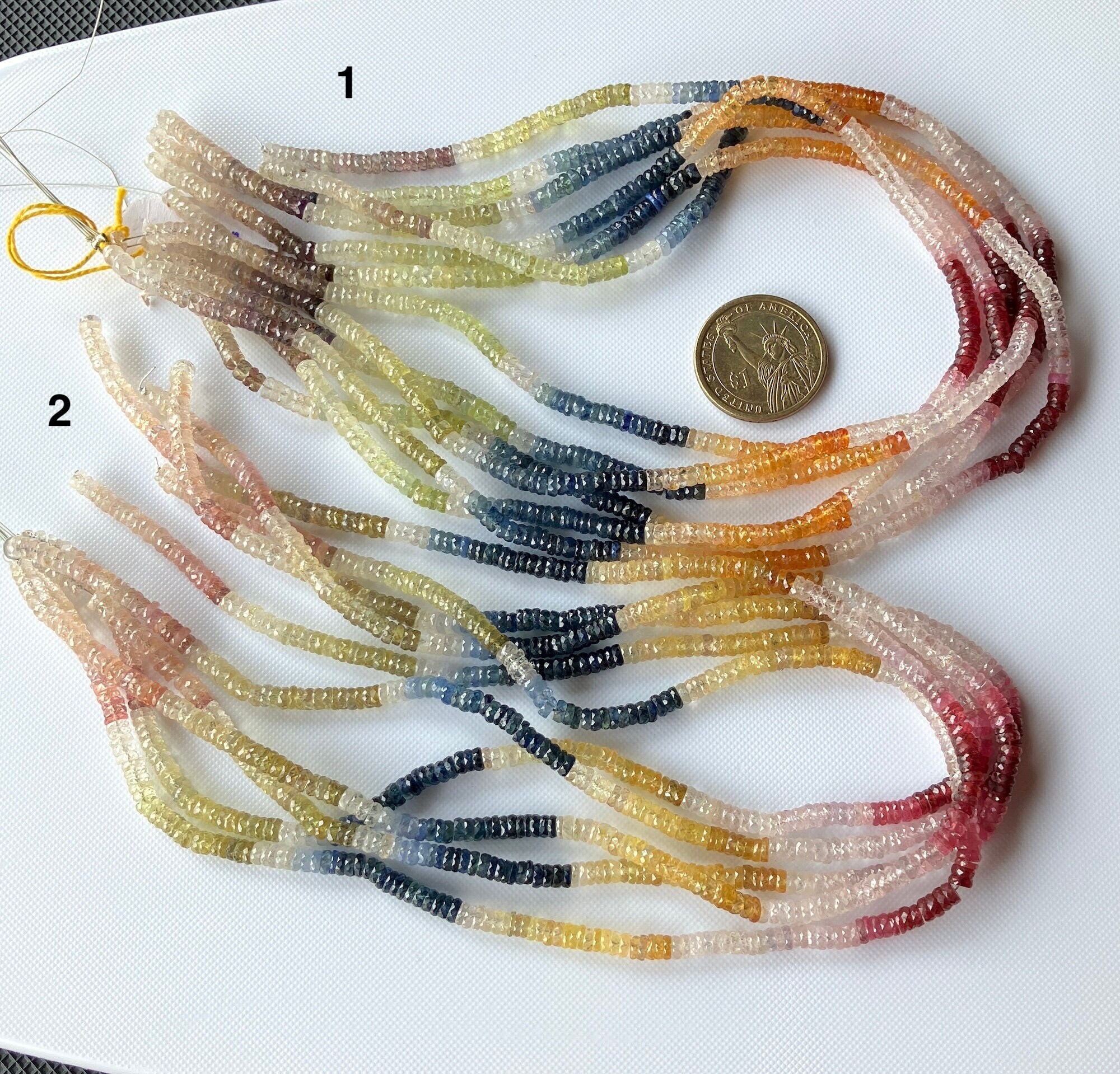 Multi Sapphire Faceted Tyre Rondelle Beads, 4.5mm Natural Blue Sapphire Yellow Sapphire Pink Sapphire Rondelle Beads, 16 Inch Strand, Gds687