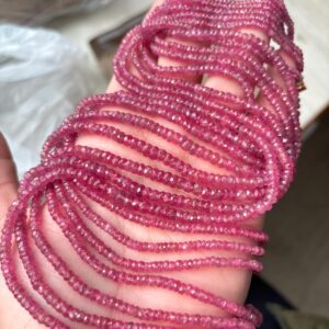 Natural Pink Sapphire Faceted Rondelles Beads, Size 3-4mm Approx