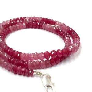 Natural Pink Sapphire Shaded Faceted Rondelle Beads 5-5.5mm Pink Sapphire Gemstone Sapphire String 18 Inch Strand Sapphire Rondelle Shape