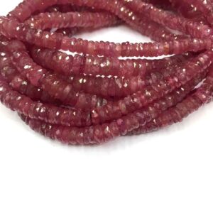 Natural Pink Sapphire Faceted Tyre Shape Pink Sapphire Faceted Beads 6-8mm Sapphire Gemstone Beads 17" sapphire Strand Jewelry beadsry